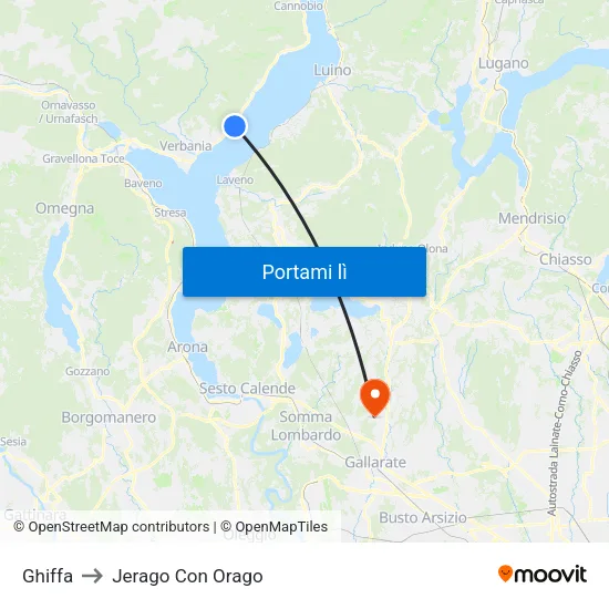 Ghiffa to Jerago Con Orago map