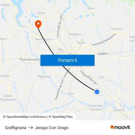 Graffignana to Jerago Con Orago map