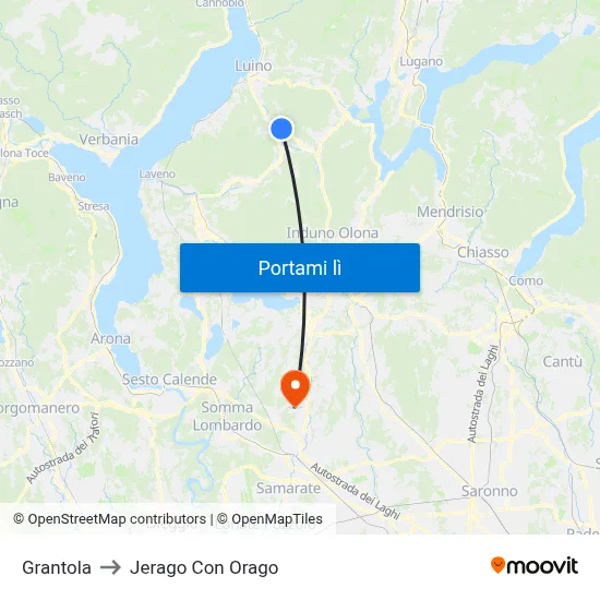 Grantola to Jerago Con Orago map