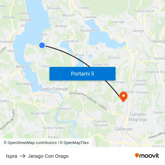 Ispra to Jerago Con Orago map