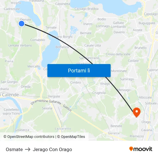 Osmate to Jerago Con Orago map