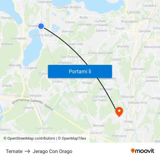 Ternate to Jerago Con Orago map