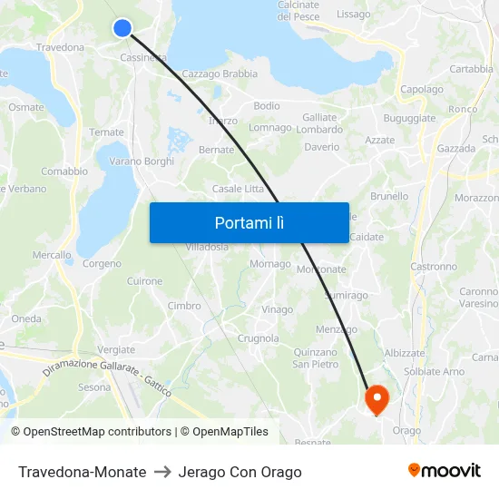 Travedona-Monate to Jerago Con Orago map