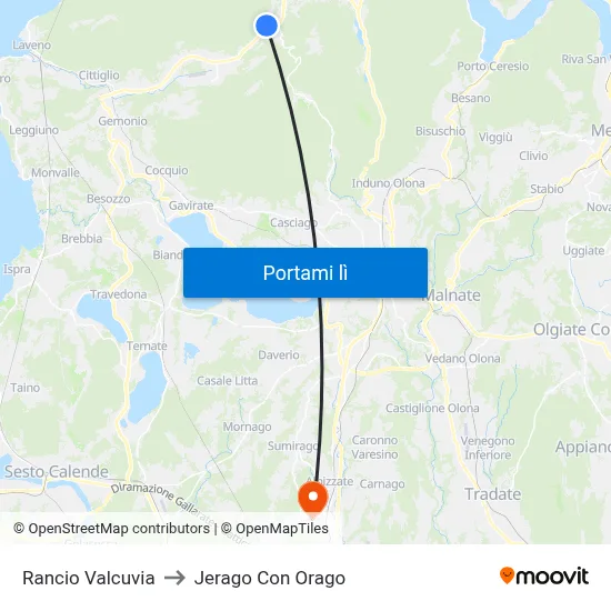 Rancio Valcuvia to Jerago Con Orago map