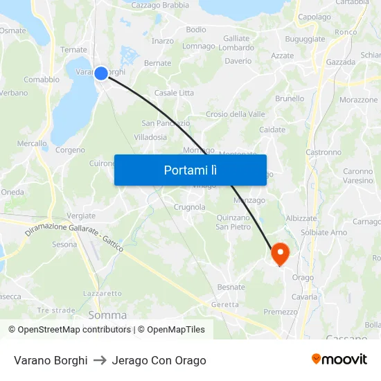 Varano Borghi to Jerago Con Orago map