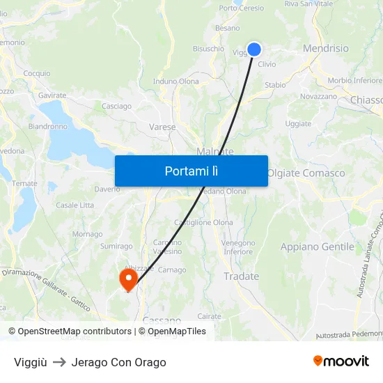 Viggiù to Jerago Con Orago map