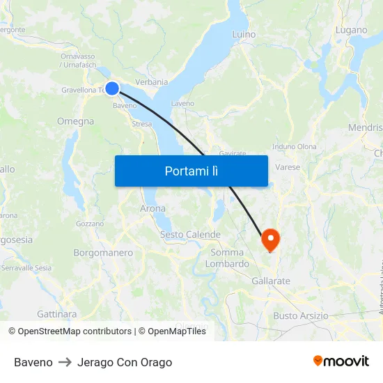 Baveno to Jerago Con Orago map