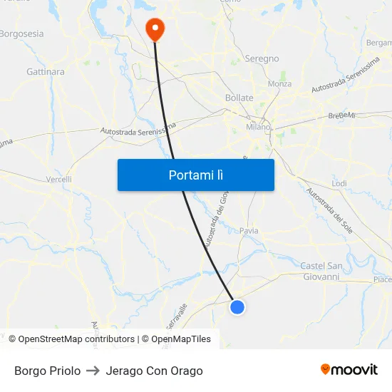 Borgo Priolo to Jerago Con Orago map