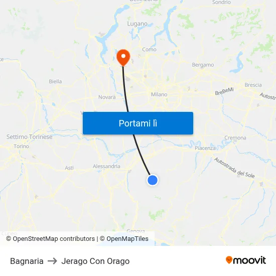 Bagnaria to Jerago Con Orago map