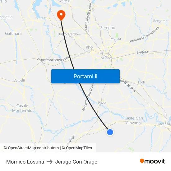 Mornico Losana to Jerago Con Orago map