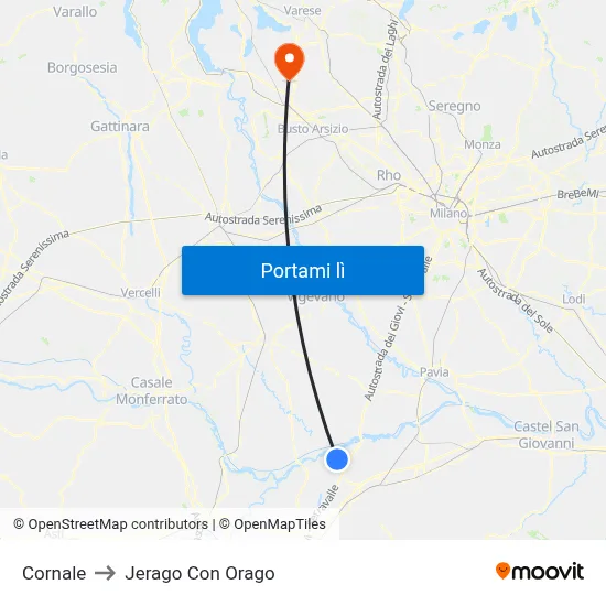 Cornale to Jerago Con Orago map