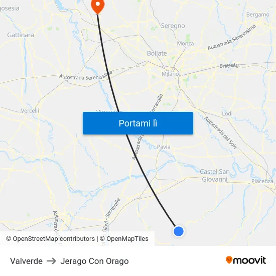 Valverde to Jerago Con Orago map