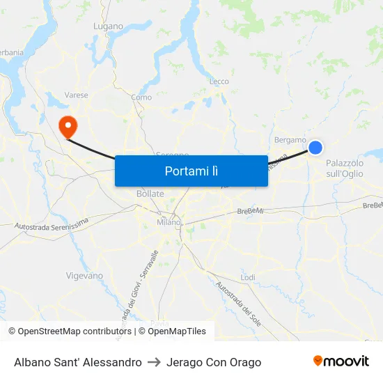 Albano Sant' Alessandro to Jerago Con Orago map