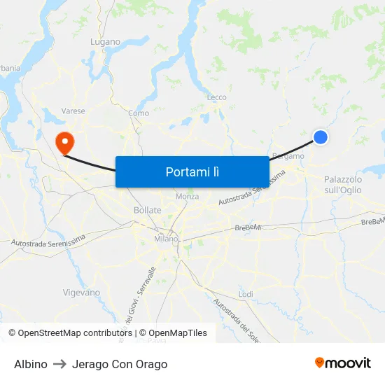 Albino to Jerago Con Orago map