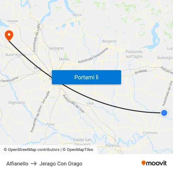 Alfianello to Jerago Con Orago map