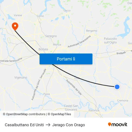 Casalbuttano Ed Uniti to Jerago Con Orago map