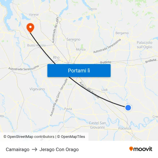 Camairago to Jerago Con Orago map
