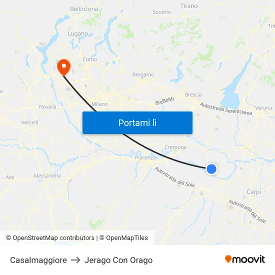 Casalmaggiore to Jerago Con Orago map