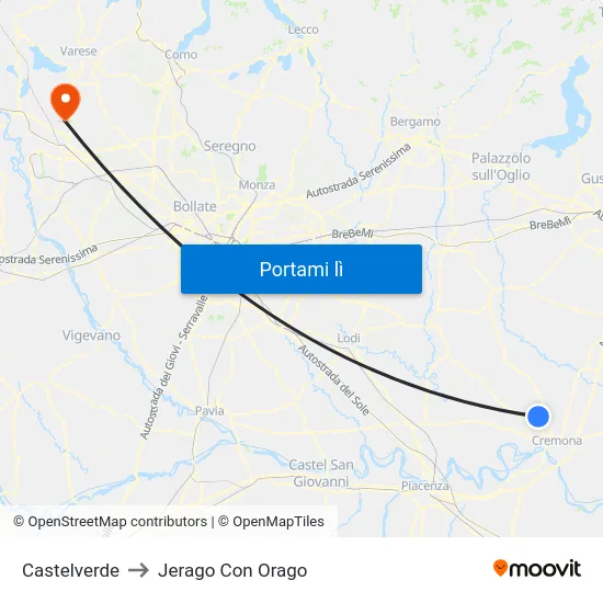 Castelverde to Jerago Con Orago map