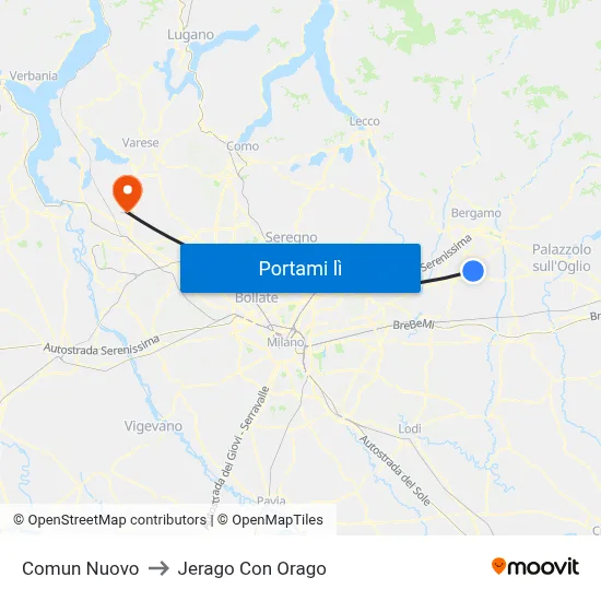 Comun Nuovo to Jerago Con Orago map