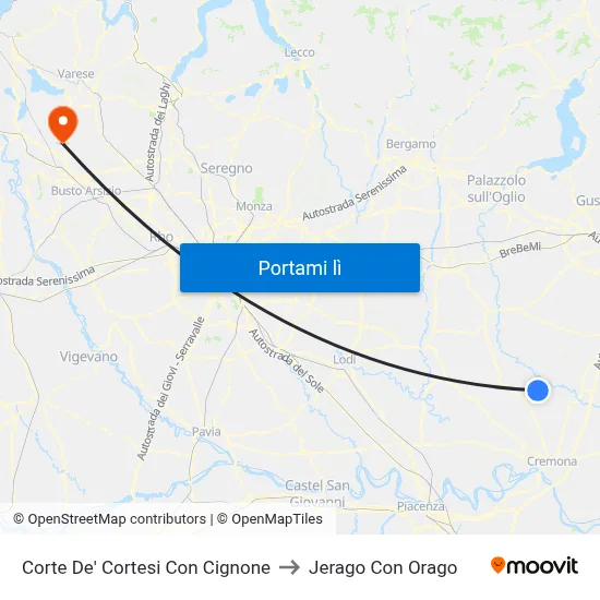 Corte De' Cortesi Con Cignone to Jerago Con Orago map