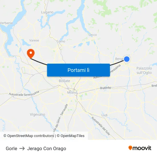 Gorle to Jerago Con Orago map