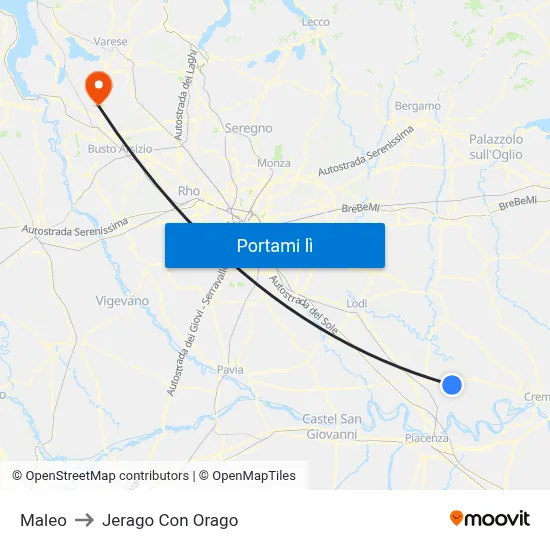 Maleo to Jerago Con Orago map