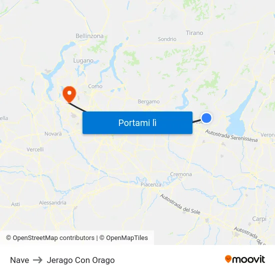 Nave to Jerago Con Orago map