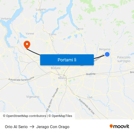 Orio Al Serio to Jerago Con Orago map