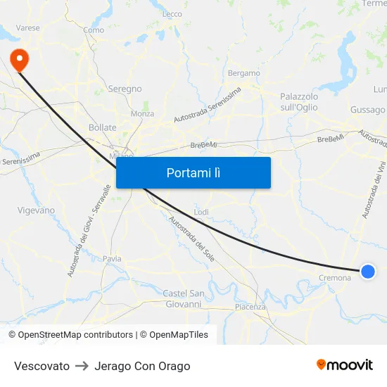 Vescovato to Jerago Con Orago map