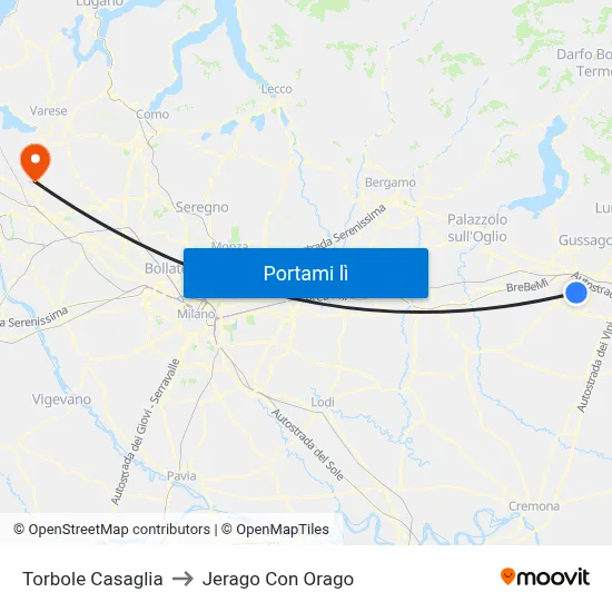 Torbole Casaglia to Jerago Con Orago map