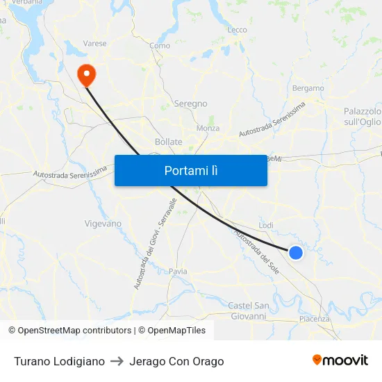 Turano Lodigiano to Jerago Con Orago map