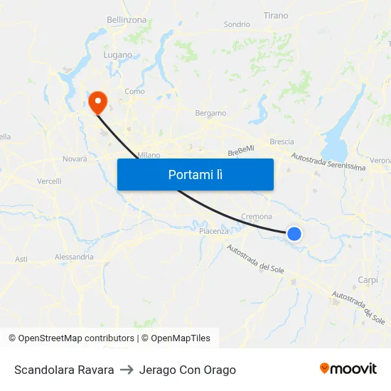 Scandolara Ravara to Jerago Con Orago map