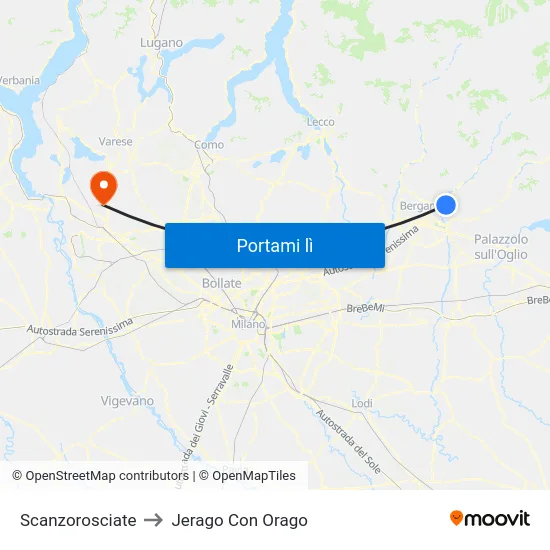 Scanzorosciate to Jerago Con Orago map