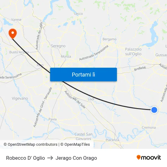 Robecco D' Oglio to Jerago Con Orago map