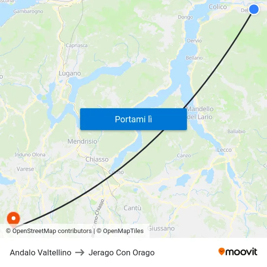 Andalo Valtellino to Jerago Con Orago map