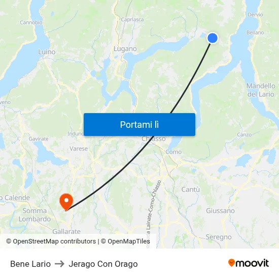Bene Lario to Jerago Con Orago map