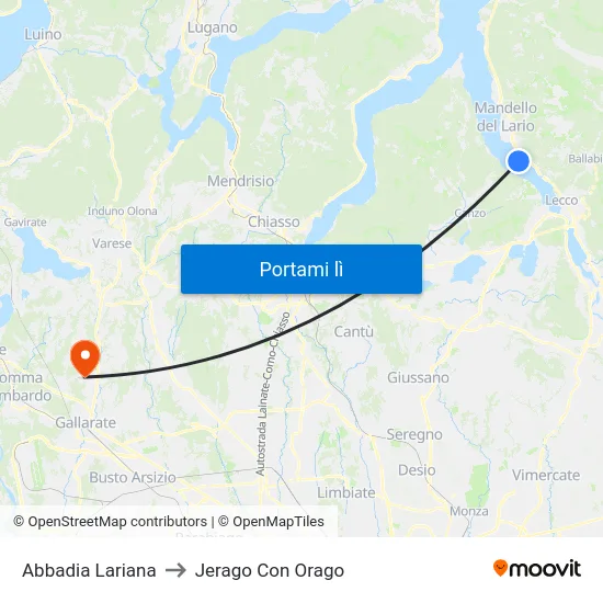 Abbadia Lariana to Jerago Con Orago map