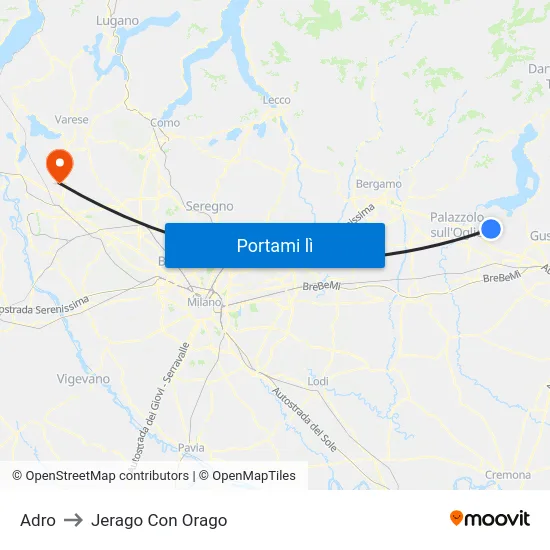 Adro to Jerago Con Orago map