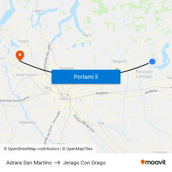 Adrara San Martino to Jerago Con Orago map