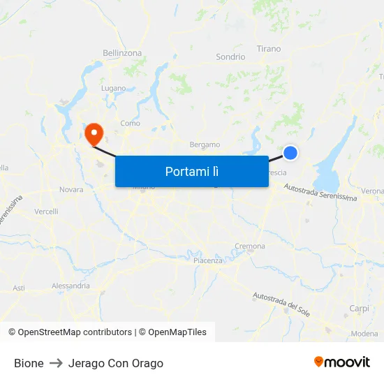 Bione to Jerago Con Orago map