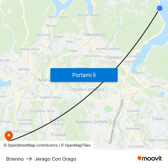 Brienno to Jerago Con Orago map