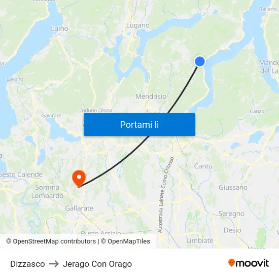 Dizzasco to Jerago Con Orago map