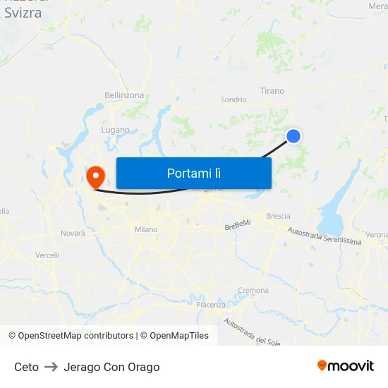 Ceto to Jerago Con Orago map