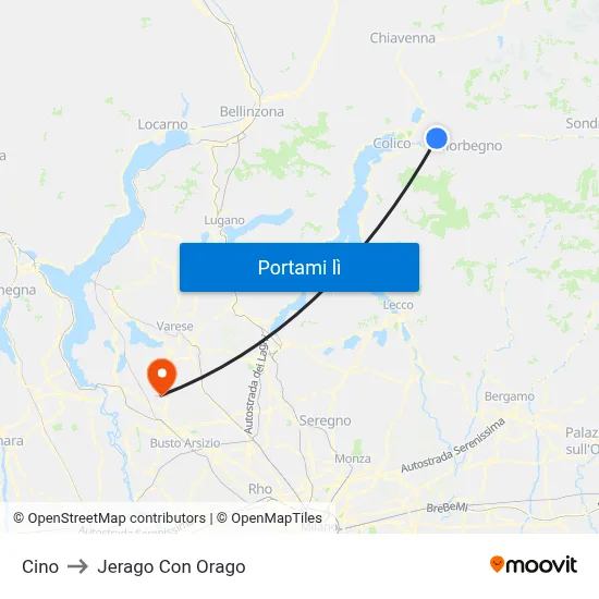 Cino to Jerago Con Orago map