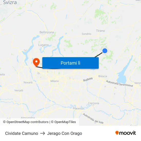 Cividate Camuno to Jerago Con Orago map