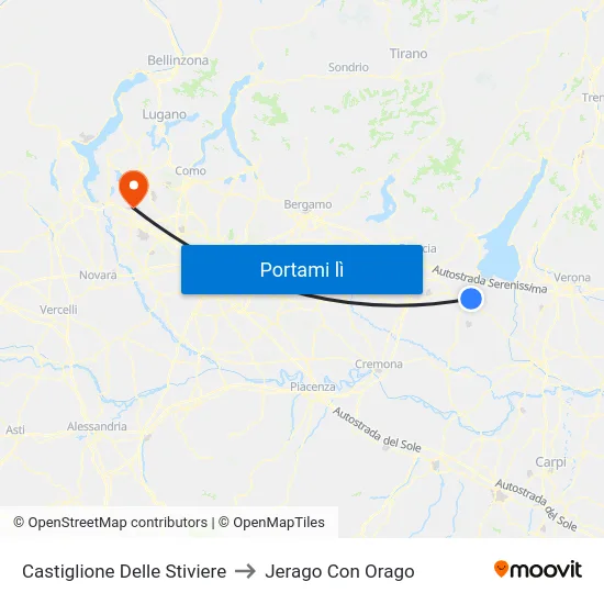 Castiglione Delle Stiviere to Jerago Con Orago map