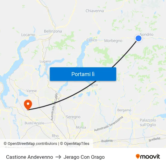 Castione Andevenno to Jerago Con Orago map