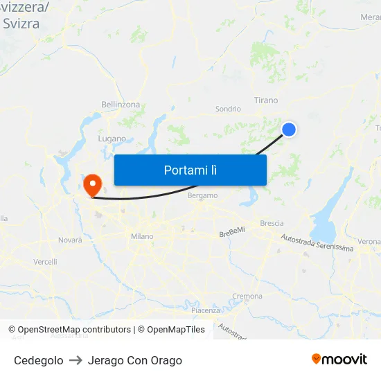 Cedegolo to Jerago Con Orago map