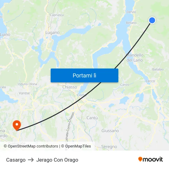 Casargo to Jerago Con Orago map